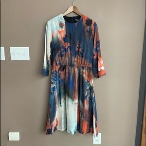 Bianco‎ Nero 3/4 Sleeve Shift Midi Dress in Paint Size Large